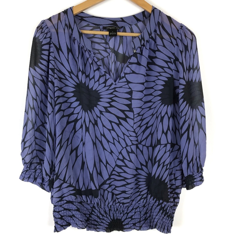 August Silk | Semi Sheer Sunflower Blouse